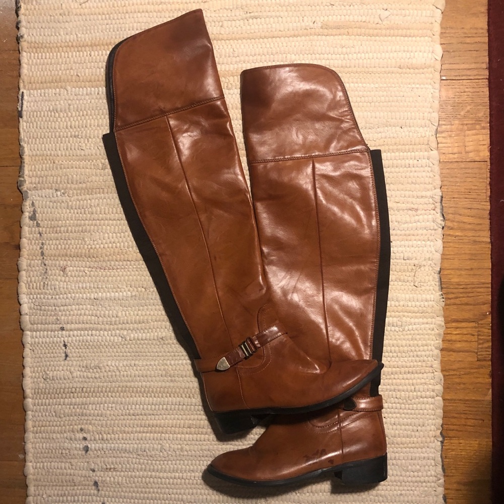 Tall Over the Knee Brown Leather Boots- Size 8